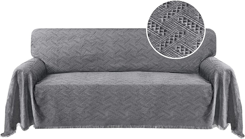 Turquoize 2022 New Cotton Sofa Cover Couch Covers for Dogs Sofa Throw Cover Universal Sofa Slipcover for Most Shape Sofas with Checkboard Pattern Sectional Couch Cover (Large, 71"X 102", Grey) Home & Garden > Decor > Chair & Sofa Cushions Turquoize Gray X-Large 