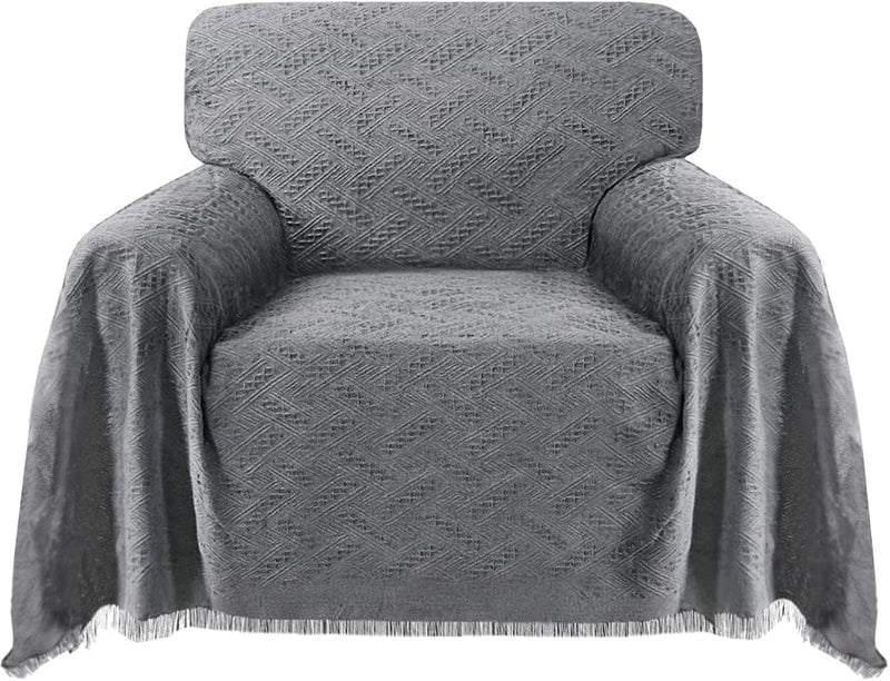 Turquoize 2022 New Cotton Sofa Cover Couch Covers for Dogs Sofa Throw Cover Universal Sofa Slipcover for Most Shape Sofas with Checkboard Pattern Sectional Couch Cover (Large, 71"X 102", Grey) Home & Garden > Decor > Chair & Sofa Cushions Turquoize Gray Medium 