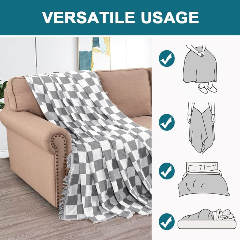 Turquoize 2022 New Cotton Sofa Cover Couch Covers for Dogs Sofa Throw Cover Universal Sofa Slipcover for Most Shape Sofas with Checkboard Pattern Sectional Couch Cover (Large, 71"X 102", Grey) Home & Garden > Decor > Chair & Sofa Cushions Turquoize   