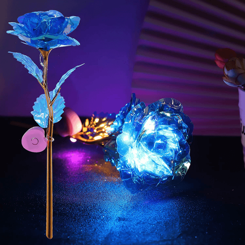 Tuscom Bunte, leuchtende Rose, künstliche LED-Lichtblume, einzigartige Geschenke für Frauen, Mädchen, Valentinstag, Geburtstag, Party, Blumendekoration (#01-Silber-1 Stück, Einheitsgröße)