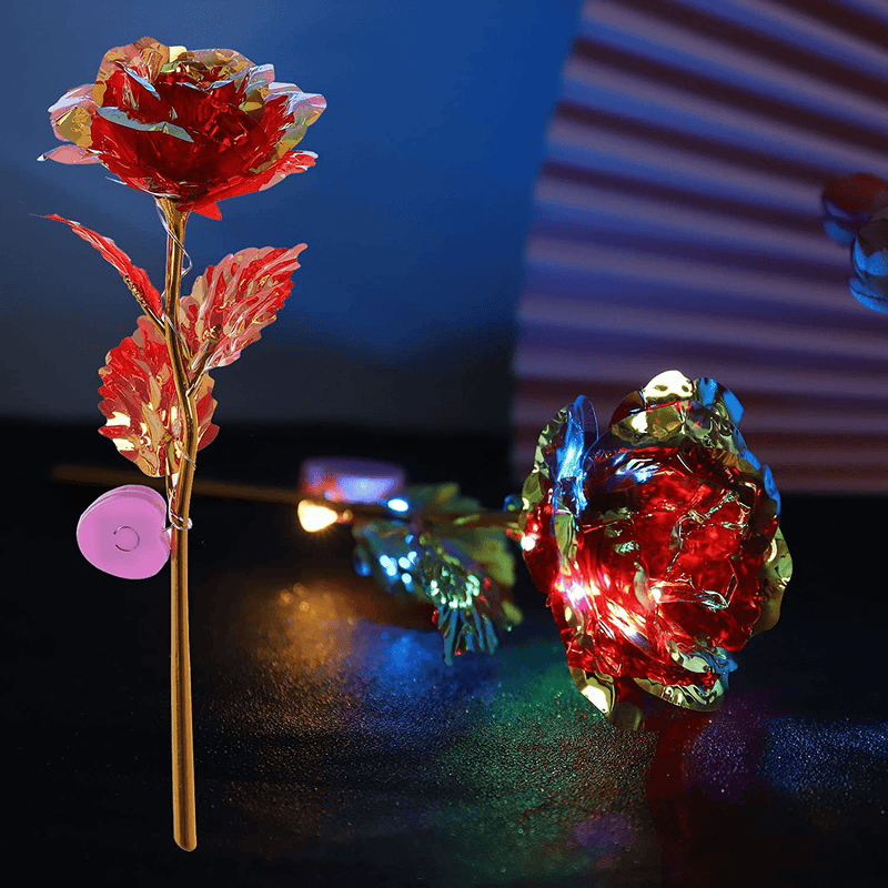Tuscom Coloré Luminous Rose Artificielle LED Lumière Fleur Cadeaux Uniques pour Femmes Filles Saint Valentin Fête D'anniversaire Fleur Décor (#01-Silver-1Pc, Taille Unique)