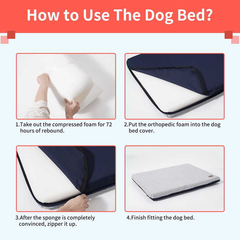 TUTUE Dog Beds for Large Dogs, Orthopedic Dog Bed with Washable Cover,Comfortable Memory Foam Pet Bed,Anti Abrasion Foot Dog Beds for Small, Medium, Large Dogs up to 45/65/75Lbs Animals & Pet Supplies > Pet Supplies > Dog Supplies > Dog Beds TUTUE   