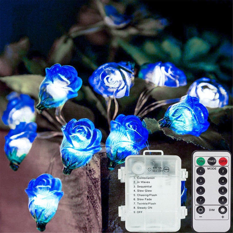 Tutunaumb 2022 Winter Christmas Rose Lantern String Valentine'S Day Romantic Decoration Small String Light Home Festival Decor Blue Clearance
