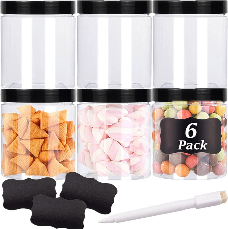 TUZAZO 32 Oz & 16 Oz Clear Large Plastic Jars with Lids and Labels BPA Free Wide Mouth Airtight Leak-Proof Plastic Storage Containers for Dry Food, Coffee, Nuts and More, 12 Pack Home & Garden > Decor > Decorative Jars TUZAZO   