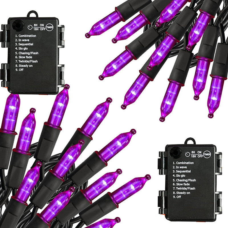 TW SHINE Battery Operated Christmas Lights, 50 LED 16FT Battery Operated String Lights with 8 Modes, Christmas Decorations for Outdoor Indoor Wedding Party Home Decor, Multi-Colored Home & Garden > Lighting > Light Ropes & Strings TW SHINE Purple 2 