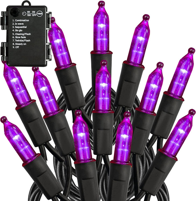 TW SHINE Battery Operated Christmas Lights, 50 LED 16FT Battery Operated String Lights with 8 Modes, Christmas Decorations for Outdoor Indoor Wedding Party Home Decor, Multi-Colored Home & Garden > Lighting > Light Ropes & Strings TW SHINE Purple 1 