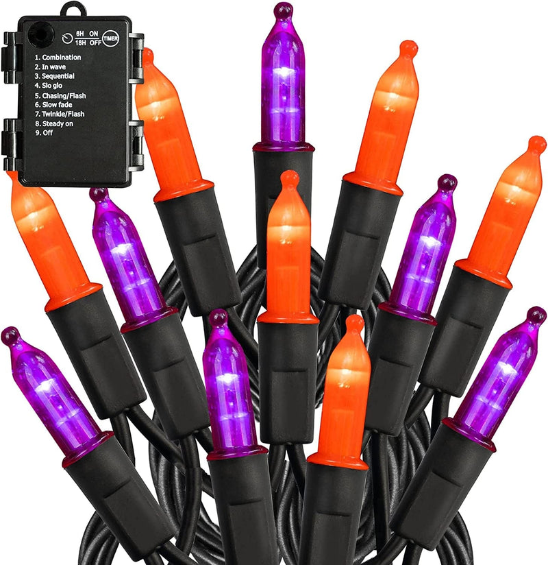 TW SHINE Battery Operated Christmas Lights, 50 LED 16FT Battery Operated String Lights with 8 Modes, Christmas Decorations for Outdoor Indoor Wedding Party Home Decor, Multi-Colored Home & Garden > Lighting > Light Ropes & Strings TW SHINE Purple & Orange 1 