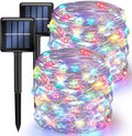 TW SHINE White Solar String Lights Outdoor, 39.4 FT 120 LED Solar Powered Waterproof Fairy Lights 8 Modes Copper Wire Lights for Christmas Party Tree Wedding Yard Decorations, 2 Pack Home & Garden > Lighting > Light Ropes & Strings TW SHINE Multicolor  
