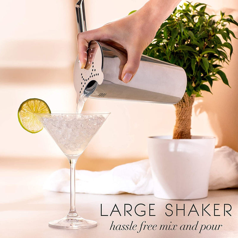 Twice Element Cocktail Shaker Set - Boston Style Shaker Kit With: Elegant Gift Box, Storage Pouch, Recipe Book and All Essential Drink Accessories | Great Gift for Him Home & Garden > Kitchen & Dining > Barware Twice Element   
