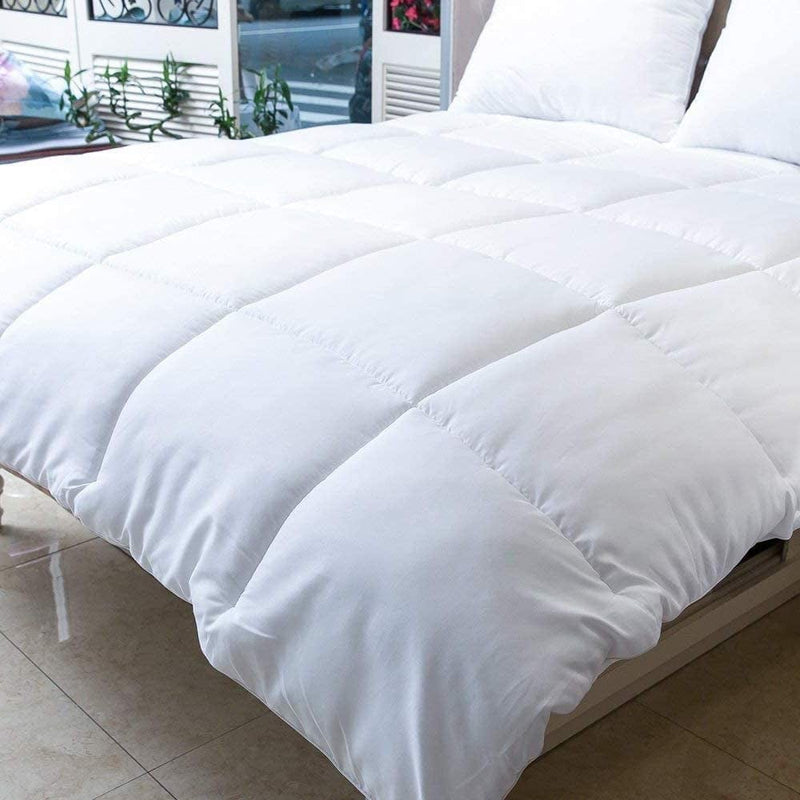 Twin Comforter Duvet Insert Quilted Comforter with Corner Tabs, Plush Siliconized Fiberfill, Box Stitched down Alternative Comforter - Machine Washable - 64" X 88" Home & Garden > Linens & Bedding > Bedding > Quilts & Comforters MANZOO Off White Twin 