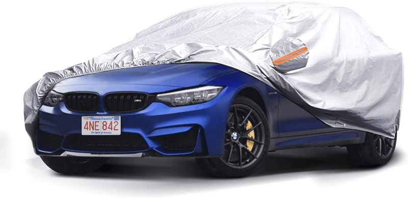 TWING Universal Full Car Cover for Automobiles Car Covers Waterproof Windproof All Weather Scratch Resistant Outdoor UV Protection with Adjustable Straps for Sedan Fits up to 185’’  TWING V1-fit SUV/Jeep up to 189"  