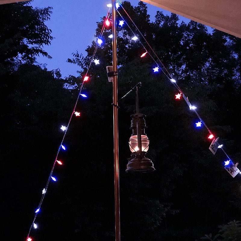 Twinkle Star 100 LED 49 FT Star String Lights, July 4Th Plug in Patriotic Fairy String Light Waterproof, Extendable for Indoor Outdoor Independence Day Party Garden Decoration, Red & Blue & White Home & Garden > Lighting > Light Ropes & Strings Twinkle Star   