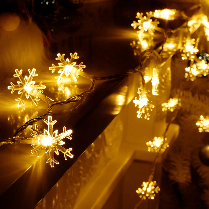 Twinkle Star 100 LED Christmas Snowflake String Lights, 49 FT Plug in Fairy Light Waterproof, Extendable for Indoor Outdoor Holiday Wedding Party, Xmas Tree, New Year, Garden Decorations, Warm White Home & Garden > Decor > Seasonal & Holiday Decorations& Garden > Decor > Seasonal & Holiday Decorations Twinkle Star   