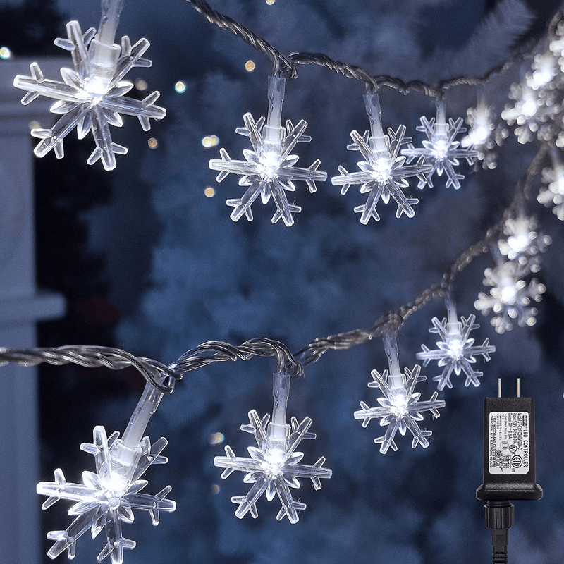 Twinkle Star 100 LED Christmas Snowflake String Lights, 49 FT Plug in Fairy Light Waterproof, Extendable for Indoor Outdoor Holiday Wedding Party, Xmas Tree, New Year, Garden Decorations, Warm White Home & Garden > Decor > Seasonal & Holiday Decorations& Garden > Decor > Seasonal & Holiday Decorations Twinkle Star White  