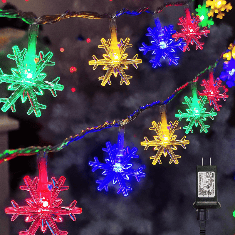 Twinkle Star 100 LED Christmas Snowflake String Lights, 49 FT Plug in Fairy Light Waterproof, Extendable for Indoor Outdoor Holiday Wedding Party, Xmas Tree, New Year, Garden Decorations, Warm White Home & Garden > Decor > Seasonal & Holiday Decorations& Garden > Decor > Seasonal & Holiday Decorations Twinkle Star Multicolor  