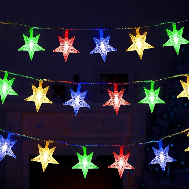 Twinkle Star 100 LED Star String Lights, Plug in Fairy String Lights Waterproof, Extendable for Indoor, Outdoor, Wedding Party, Christmas Tree, New Year, Garden Decoration, Warm White Home & Garden > Lighting > Light Ropes & Strings Twinkle Star Multicolor Star lights - 49 ft 