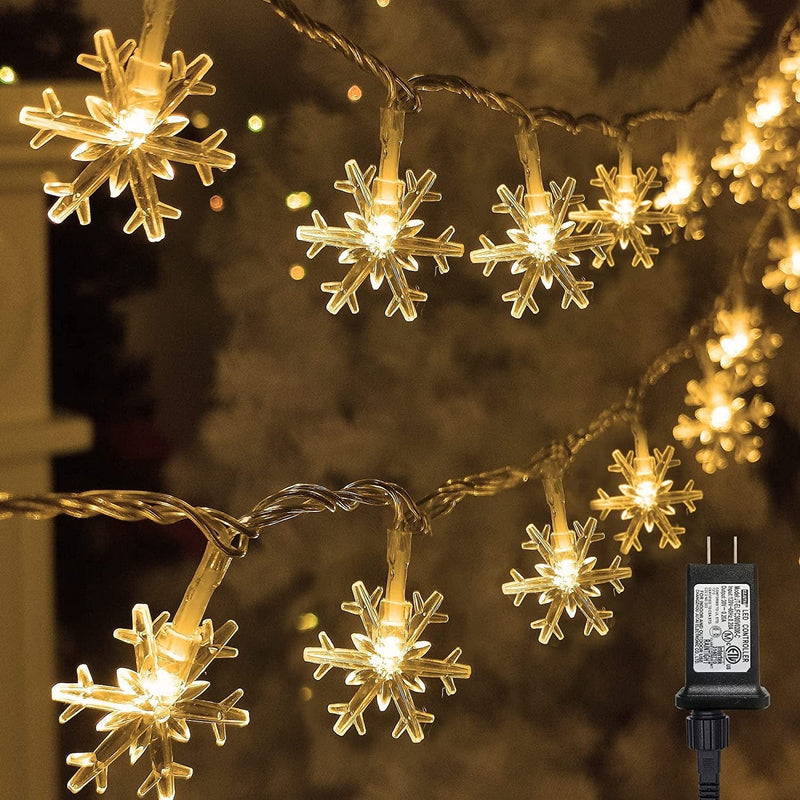 Twinkle Star 100 LED Star String Lights, Plug in Fairy String Lights Waterproof, Extendable for Indoor, Outdoor, Wedding Party, Christmas Tree, New Year, Garden Decoration, Warm White Home & Garden > Lighting > Light Ropes & Strings Twinkle Star *Warm White Snowflake - 49 ft 