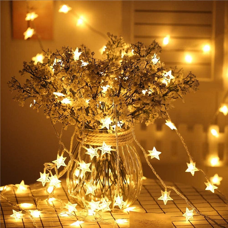 Twinkle Star 100 LED Star String Lights, Plug in Fairy String Lights Waterproof, Extendable for Indoor, Outdoor, Wedding Party, Christmas Tree, New Year, Garden Decoration, Warm White Home & Garden > Lighting > Light Ropes & Strings Twinkle Star   