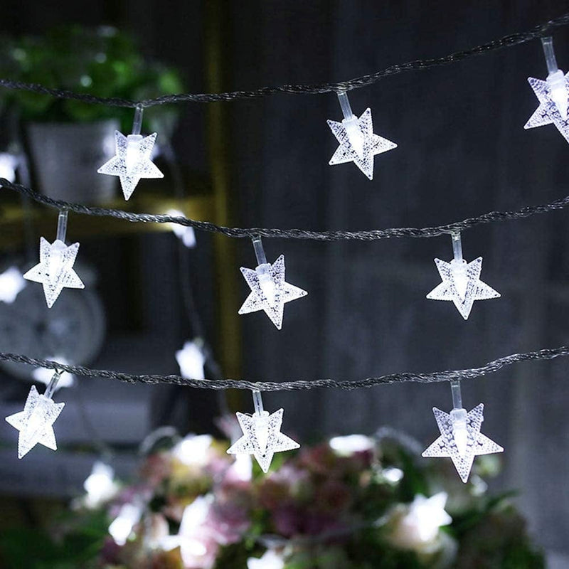 Twinkle Star 100 LED Star String Lights, Plug in Fairy String Lights Waterproof, Extendable for Indoor, Outdoor, Wedding Party, Christmas Tree, New Year, Garden Decoration, Warm White Home & Garden > Lighting > Light Ropes & Strings Twinkle Star White Star lights - 49 ft 