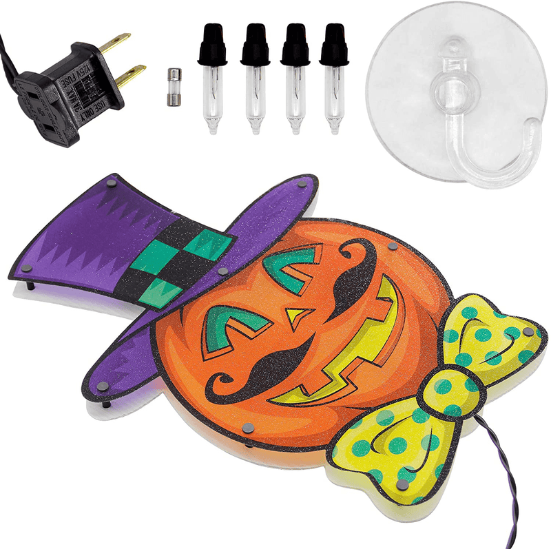 Twinkle Star 16 x 12 Inch Halloween Decorations Lighted Vintage Jack-o-Lantern Pumpkin Window Silhouette Decoration, 10 LED High-Voltage Light Up Holiday Party Home Yard Art, Indoor Outdoor Ornament Arts & Entertainment > Party & Celebration > Party Supplies Twinkle Star   