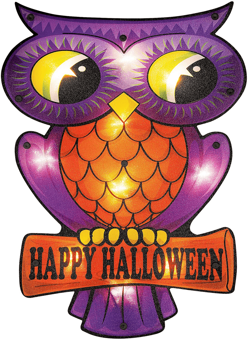 Twinkle Star 16 x 12 Inch Halloween Decorations Lighted Vintage Owl Window Silhouette Decoration, 10 LED High-Voltage Light Up Decor, Holiday Party Home Yard Art, Indoor Outdoor Ornament Arts & Entertainment > Party & Celebration > Party Supplies Twinkle Star Default Title  