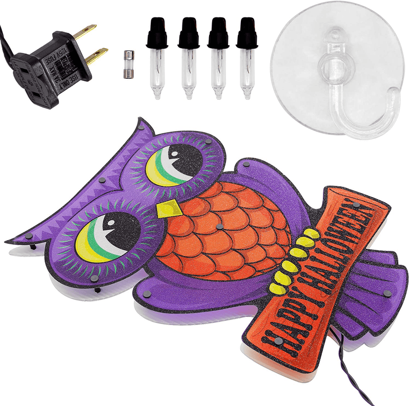 Twinkle Star 16 x 12 Inch Halloween Decorations Lighted Vintage Owl Window Silhouette Decoration, 10 LED High-Voltage Light Up Decor, Holiday Party Home Yard Art, Indoor Outdoor Ornament Arts & Entertainment > Party & Celebration > Party Supplies Twinkle Star   