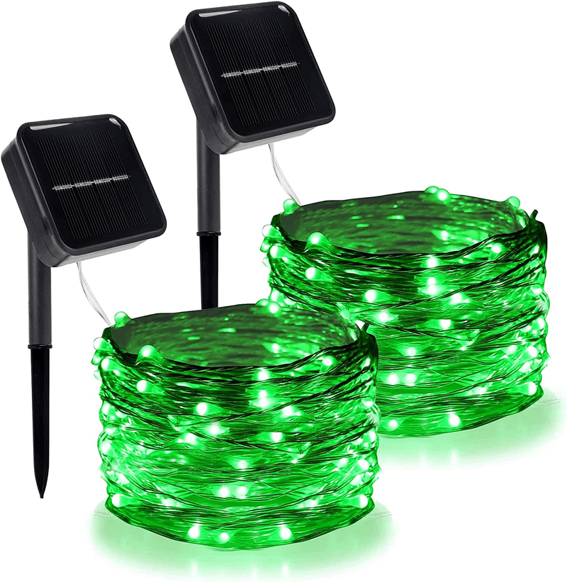Twinkle Star 2 Pack Outdoor Solar String Lights, Each 39.4 FT 120 LED Solar Powered Valentines Day Decorative Fairy Lights with 8 Modes, Waterproof Silver Wire Light for Christmas Wedding Party, Red Home & Garden > Lighting > Light Ropes & Strings Twinkle Star Green  