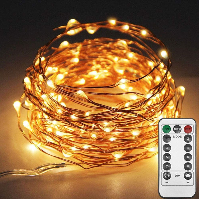 Twinkle Star 200 LED 66 FT Copper String Lights Fairy String Lights 8 Modes LED String Lights USB Powered with Remote Control for Christmas Tree Wedding Party Home Decoration, Warm White Home & Garden > Lighting > Light Ropes & Strings Twinkle Star Warm White 33ft 