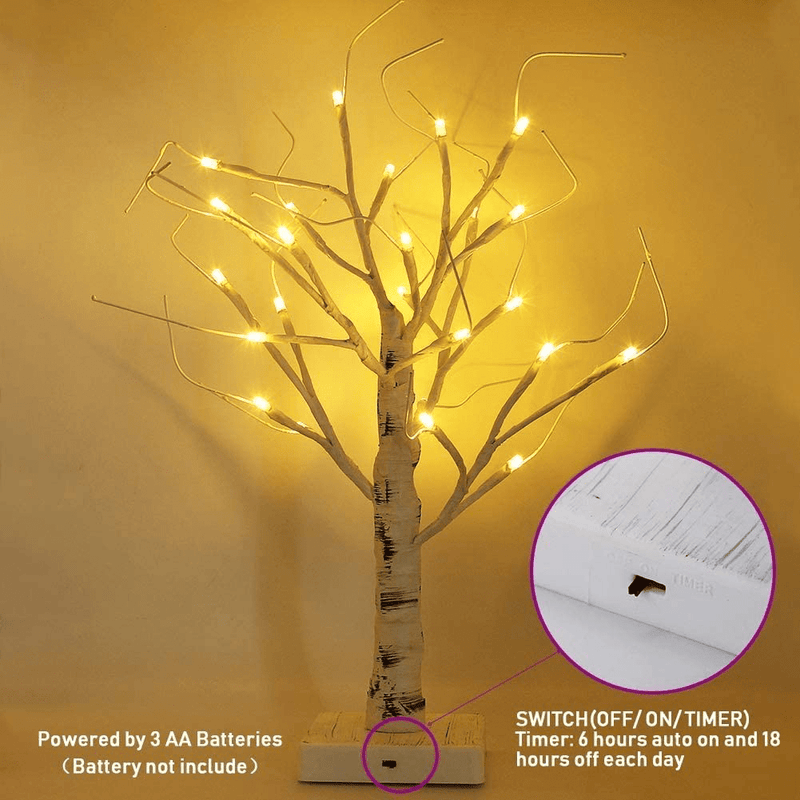 Twinkle Star 24 LED Tabletop Lighted Birch Tree Battery Operated, Thanksgiving Table Decoration Lights for Indoor Christmas Wedding Party Home Bedroom Fall Decoration Home & Garden > Decor > Seasonal & Holiday Decorations > Christmas Tree Stands Twinkle Star   