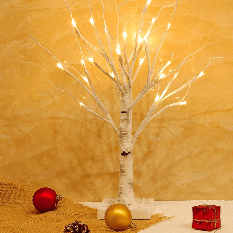 Twinkle Star 24 LED Tabletop Lighted Birch Tree Battery Operated, Thanksgiving Table Decoration Lights for Indoor Christmas Wedding Party Home Bedroom Fall Decoration Home & Garden > Decor > Seasonal & Holiday Decorations > Christmas Tree Stands Twinkle Star   