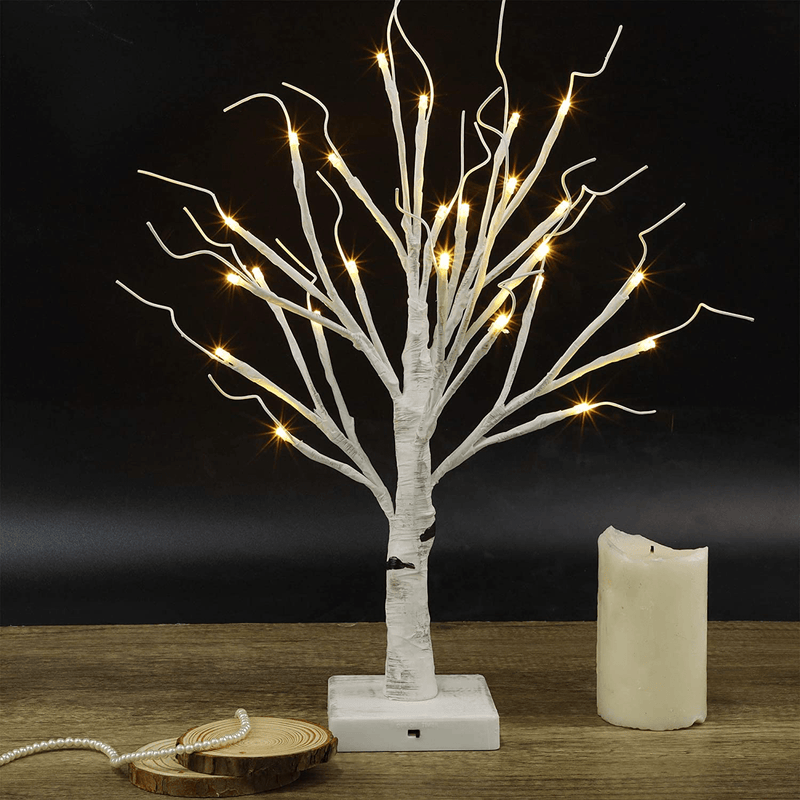 Twinkle Star 24 LED Tabletop Lighted Birch Tree Battery Operated, Thanksgiving Table Decoration Lights for Indoor Christmas Wedding Party Home Bedroom Fall Decoration