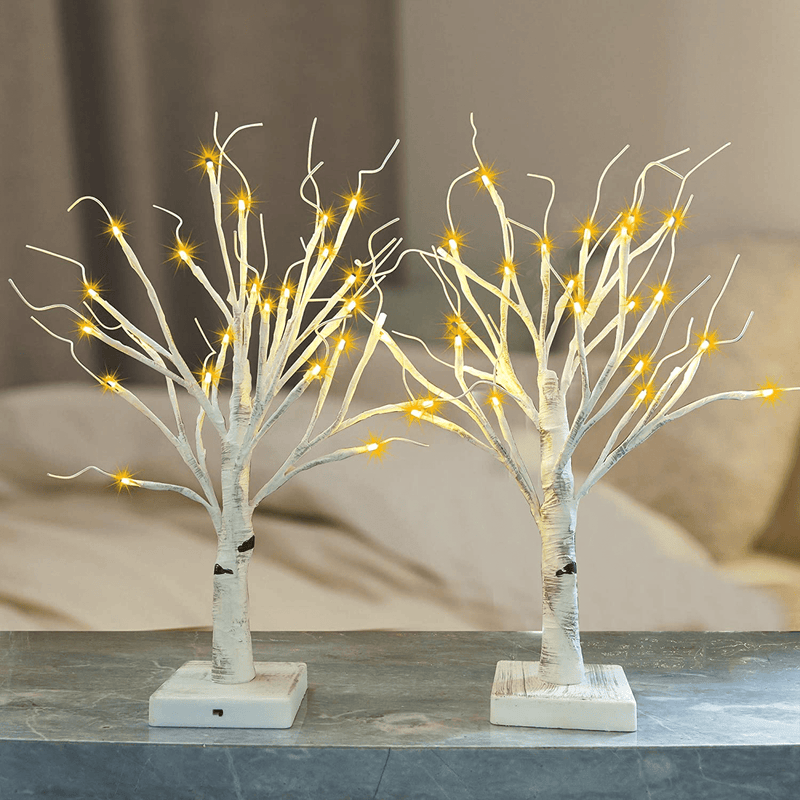 Twinkle Star 24 LED Tabletop Lighted Birch Tree Battery Operated, Thanksgiving Table Decoration Lights for Indoor Christmas Wedding Party Home Bedroom Fall Decoration