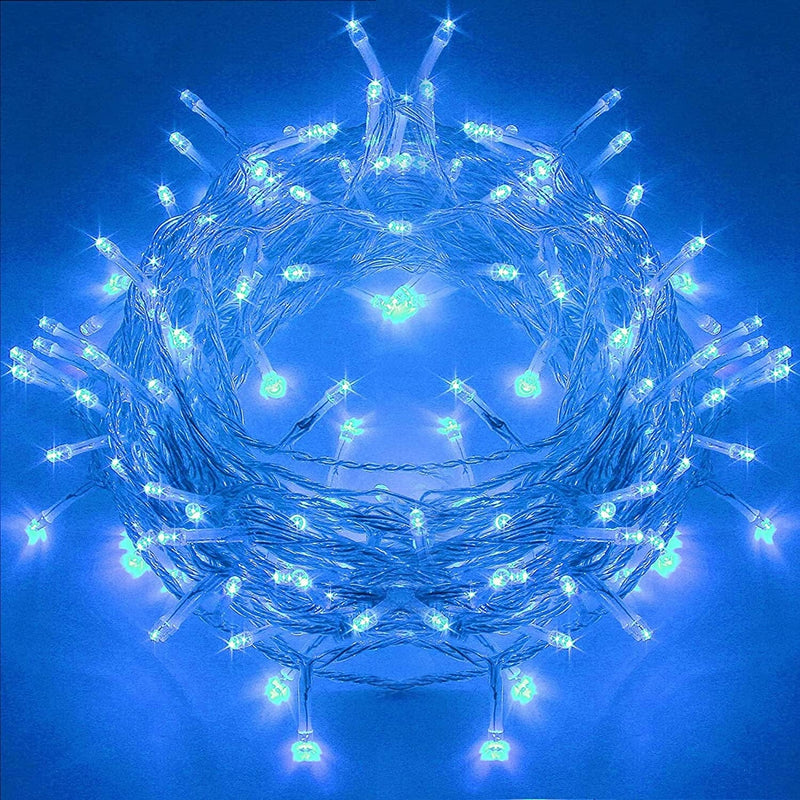 Twinkle Star 300 LED Christmas Fairy String Lights, 8 Lighting Modes 98.5Ft Plug in String Waterproof Mini Lights for Outdoor Indoor Holiday Christmas Wedding Party Bedroom Decorations, Warm White Home & Garden > Lighting > Light Ropes & Strings Twinkle Star Blue 33 ft 