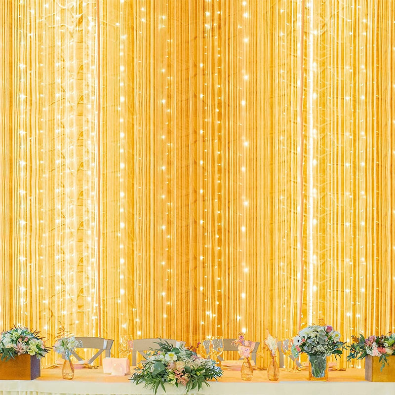 Twinkle Star 300 LED Window Curtain String Light Wedding Party Home Garden Bedroom Outdoor Indoor Wall Decorations, Warm White Home & Garden > Lighting > Light Ropes & Strings TAIZHOU CHAOLI LIGHTING CO., LTD *Warm white 600 LED 