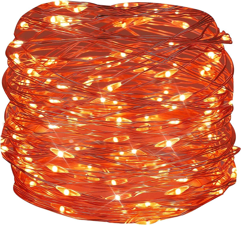 Twinkle Star 33FT 100 LED Silver Wire String Lights Fairy String Lights Battery Operated LED String Lights for Christmas Wedding Party Home Holiday Decoration, Warm White, Pack of 1 Home & Garden > Lighting > Light Ropes & Strings Twinkle Star Orange  