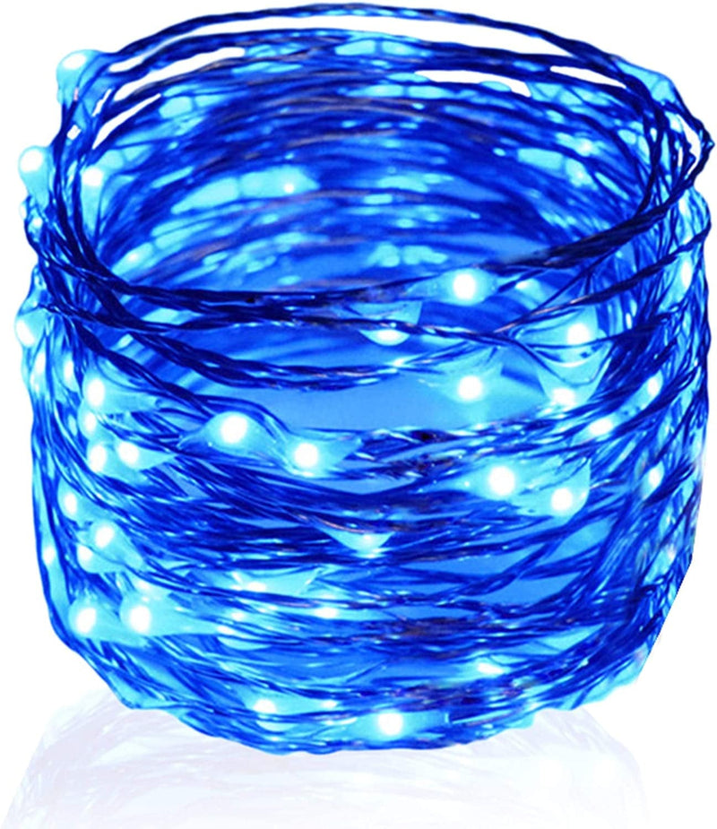 Twinkle Star 33FT 100 LED Silver Wire String Lights Fairy String Lights Battery Operated LED String Lights for Christmas Wedding Party Home Holiday Decoration, Warm White, Pack of 1 Home & Garden > Lighting > Light Ropes & Strings Twinkle Star Blue  