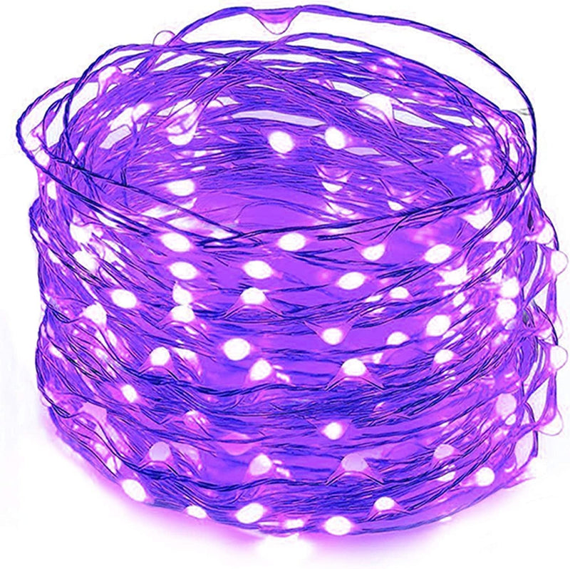 Twinkle Star 33FT 100 LED Silver Wire String Lights Fairy String Lights Battery Operated LED String Lights for Christmas Wedding Party Home Holiday Decoration, Warm White, Pack of 1 Home & Garden > Lighting > Light Ropes & Strings Twinkle Star Purple  
