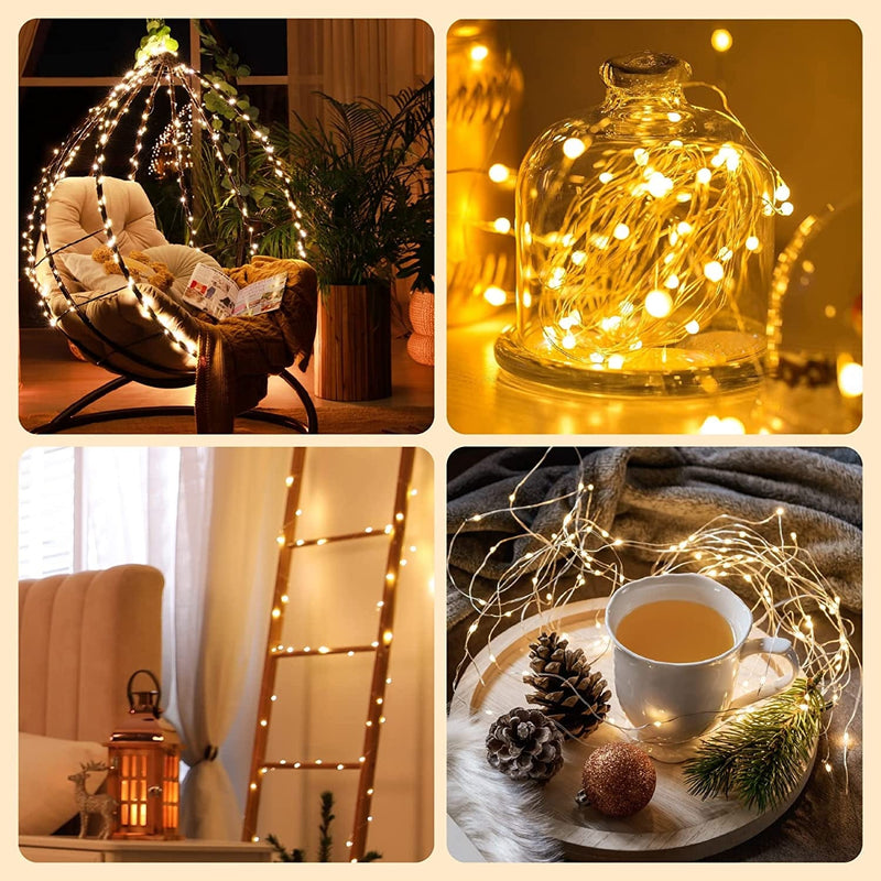 Twinkle Star 33FT 100 LED Silver Wire String Lights Fairy String Lights Battery Operated LED String Lights for Christmas Wedding Party Home Holiday Decoration, Warm White, Pack of 1 Home & Garden > Lighting > Light Ropes & Strings Twinkle Star   
