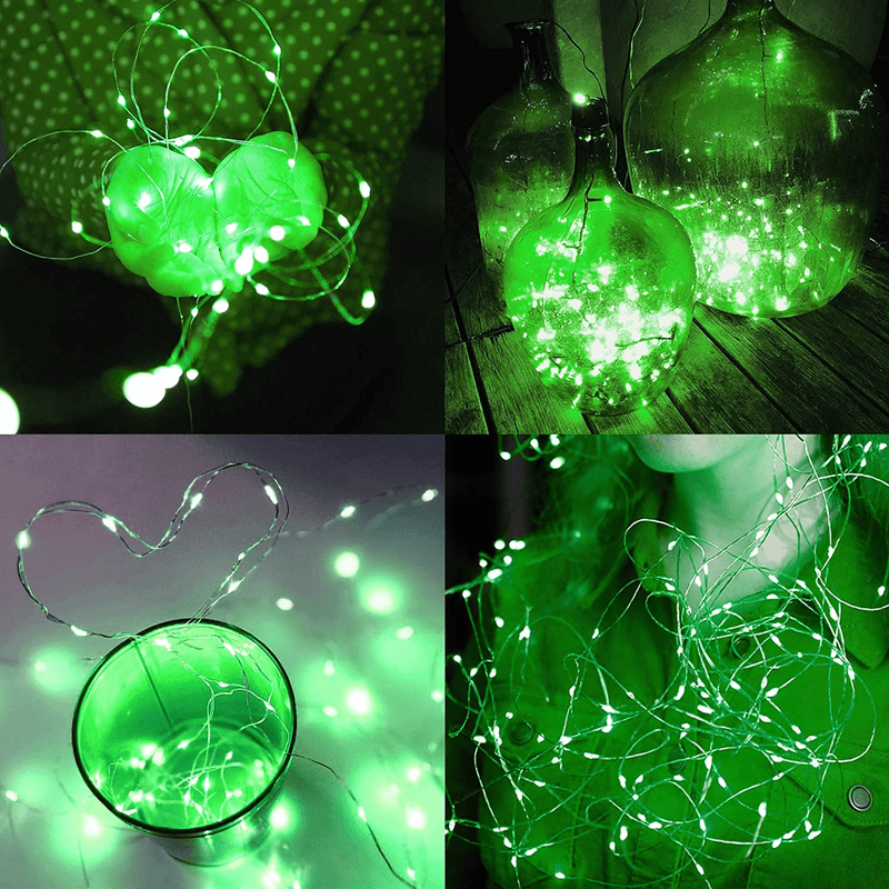 Twinkle Star 33FT 100 LED Silver Wire String Lights, St Patricks Day Fairy Lights Battery Operated LED String Lights for Christmas Wedding Party Home Holiday Decoration, Green Arts & Entertainment > Party & Celebration > Party Supplies Twinkle Star   