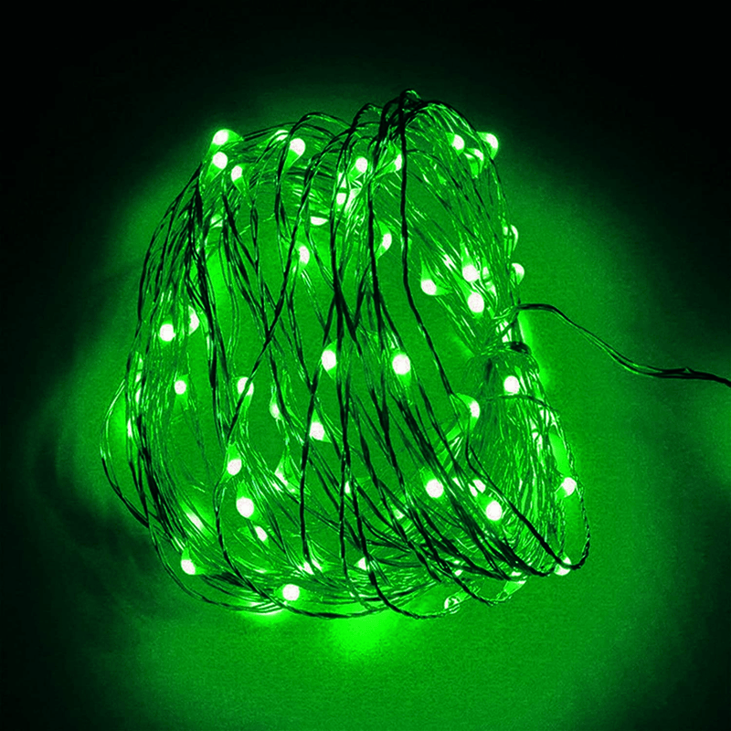 Twinkle Star 33FT 100 LED Silver Wire String Lights, St Patricks Day Fairy Lights Battery Operated LED String Lights for Christmas Wedding Party Home Holiday Decoration, Green Arts & Entertainment > Party & Celebration > Party Supplies Twinkle Star   