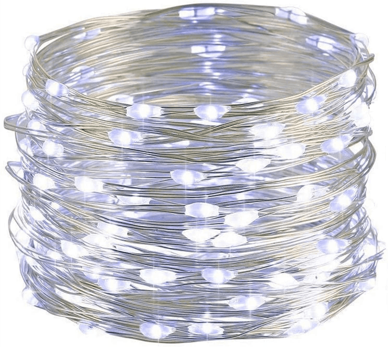 Twinkle Star 33FT 100 LED Silver Wire String Lights, St Patricks Day Fairy Lights Battery Operated LED String Lights for Christmas Wedding Party Home Holiday Decoration, Green Arts & Entertainment > Party & Celebration > Party Supplies Twinkle Star White  