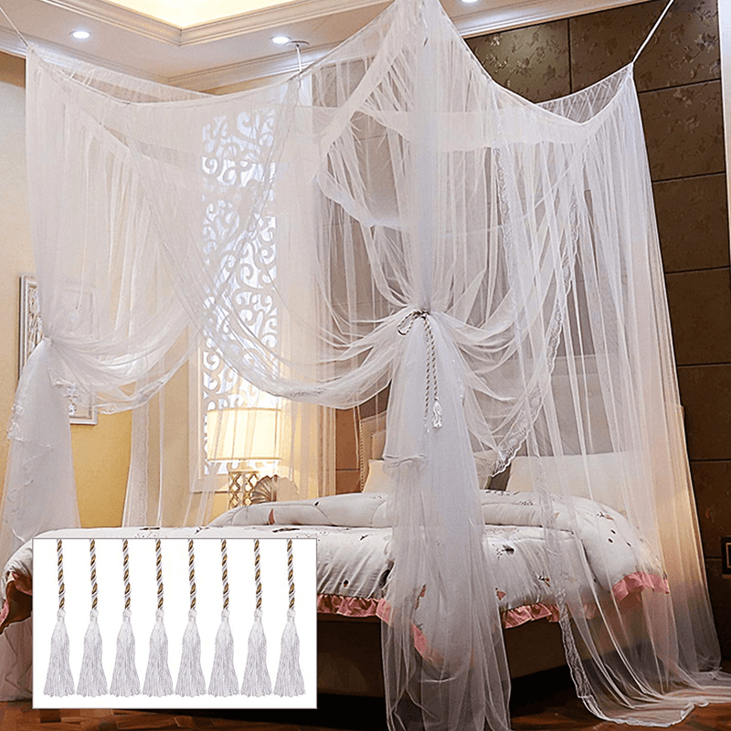 Twinkle Star 4 Corner Post Bed Canopy, Halloween Decoration, for Full/Queen/King Size Bed (Elegant Black) Sporting Goods > Outdoor Recreation > Camping & Hiking > Mosquito Nets & Insect Screens Twinkle Star White  
