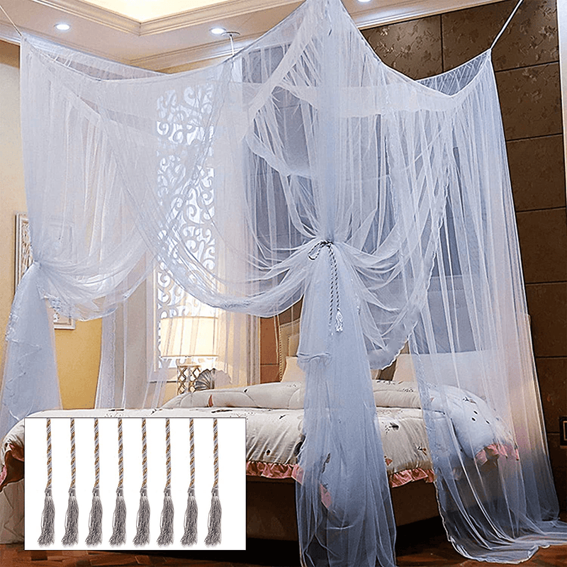 Twinkle Star 4 Corner Post Bed Canopy, Halloween Decoration, for Full/Queen/King Size Bed (Elegant Black) Sporting Goods > Outdoor Recreation > Camping & Hiking > Mosquito Nets & Insect Screens Twinkle Star Grey  