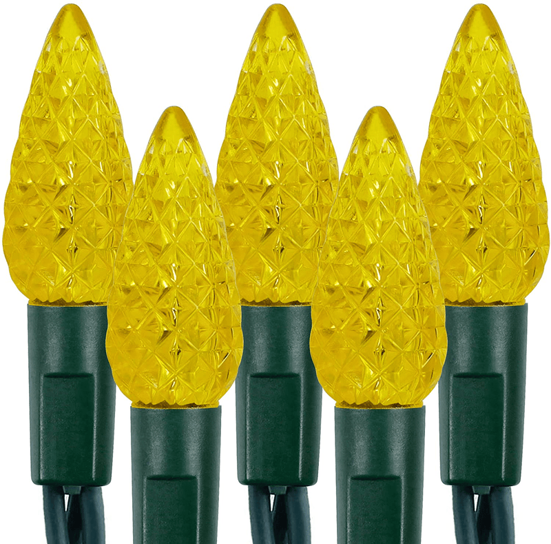 Twinkle Star C6 St Patricks Day String Lights, 100 LED 33Ft Fairy Lights with 29V Safe Adaptor, Indoor Outdoor Waterproof 8 Lighting Mode for Christmas Patio Xmas Tree Party Decor, Green Home & Garden > Decor > Seasonal & Holiday Decorations Twinkle Star Yellow  
