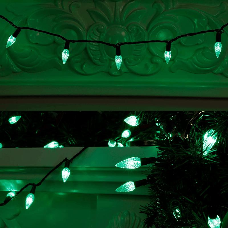 Twinkle Star C6 St Patricks Day String Lights, 100 LED 33Ft Fairy Lights with 29V Safe Adaptor, Indoor Outdoor Waterproof 8 Lighting Mode for Christmas Patio Xmas Tree Party Decor, Green Home & Garden > Decor > Seasonal & Holiday Decorations Twinkle Star   