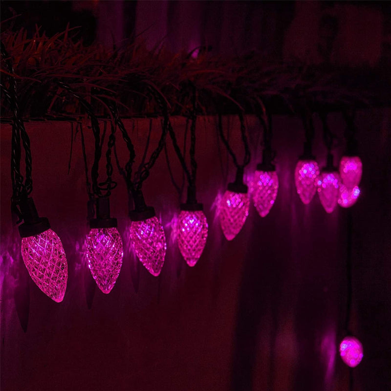 Twinkle Star C9 Halloween String Lights, 50 LED 33Ft Outdoor Fairy Lights with 29V Safe Adaptor, Extendable Green Wire Christmas String Lights for Patio Xmas Tree Wedding Party Decoration, Purple Home & Garden > Lighting > Light Ropes & Strings Twinkle Star   