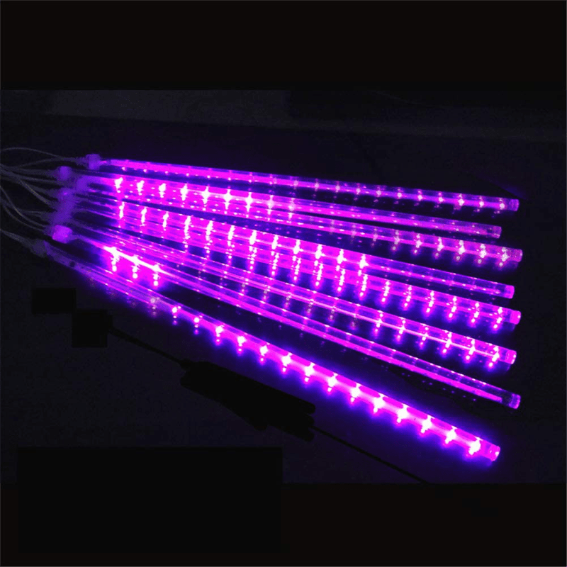 Twinkle Star Meteor Shower Rain Lights, 30Cm 8 Tubes 288 LED Falling Raindrop Fairy String Light, Waterproof Plug in Iciclelights Outdoor for Halloween Christmas Holiday Party Patio Decor, Purple Home & Garden > Lighting > Light Ropes & Strings Twinkle Star   
