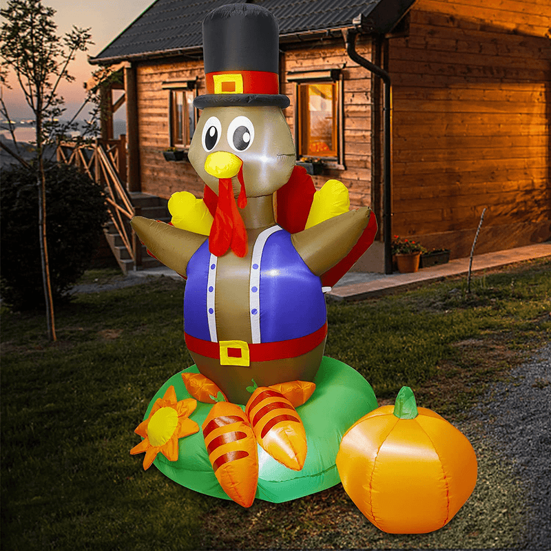 Twinkle Star Thanksgiving Day Inflatable Turkey, 6 FT Lighted Blow Up Turkey with Pilgrim Hat, Indoor and Outdoor Thanksgivings Inflatables with Bright LED Lights, Autumn Holiday Yard Lawn Decor Home & Garden > Decor > Seasonal & Holiday Decorations& Garden > Decor > Seasonal & Holiday Decorations Twinkle Star   