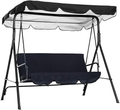 TwoPone Outdoor Swing Chair Canopy Replacement, Black 55x47in, Windproof Porch Swing Canopy Top Cover 420D Waterproof Anti-UV Swing Cover Sunshad for Outdoor Garden Patio Home & Garden > Lawn & Garden > Outdoor Living > Porch Swings TwoPone Black 98"L x 72"W x 7"H 