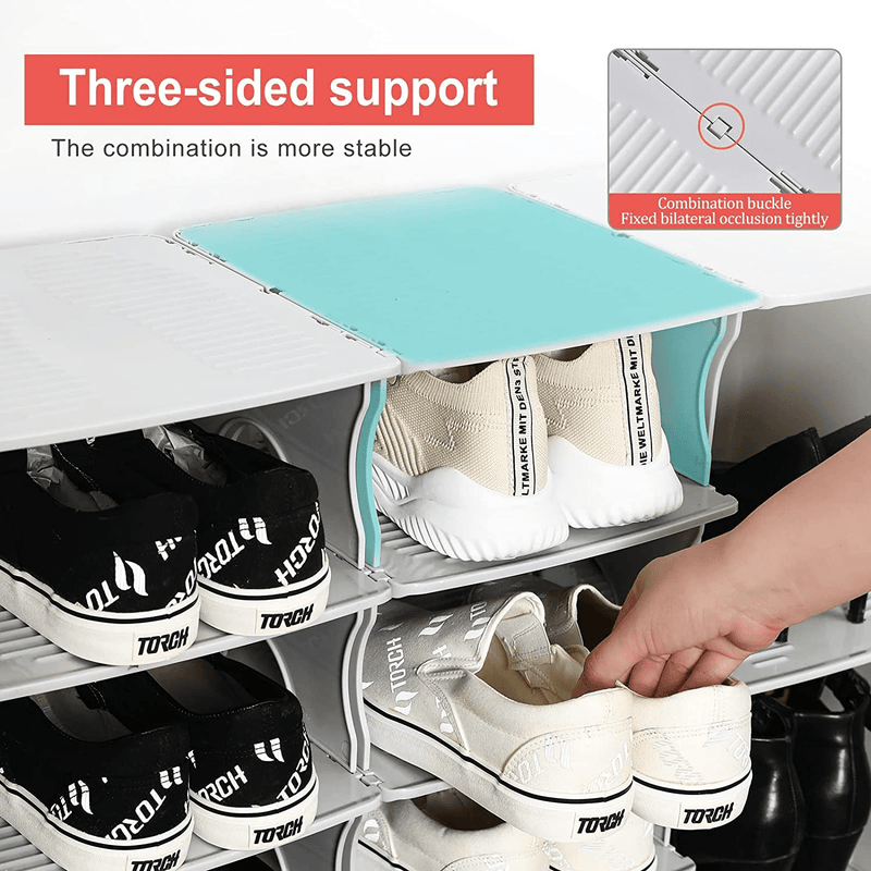TXALWIQ 6-Tier Shoe Rack Shoe Slots Organizer, Stackable Shoe Storage Organizer for Bedroom & Entryway, Adjustable Shoe Rack, Space Saver Shoe Organizer Shelf, Easy Assembly and Clean,Grey
